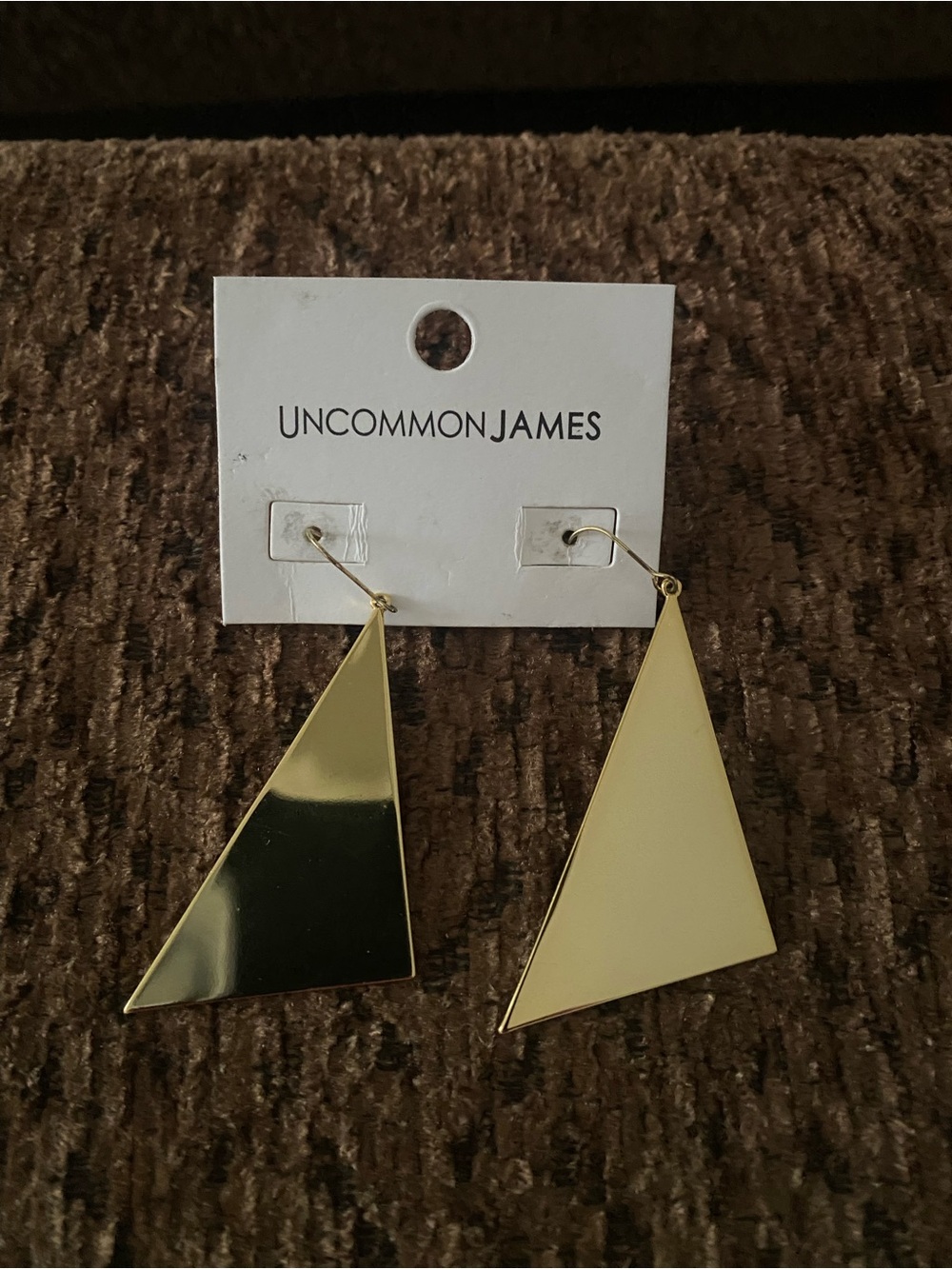 NWT   Uncommon James Gold Asymmetrical Triangle Drop Earrings